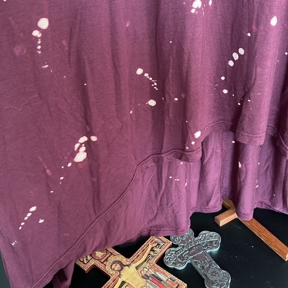 EASEL Burgundy/Fuschia/Rose Pink Distressed Acid Look Hi Lo Dress, Sz Small,NWT. - Picture 7 of 10